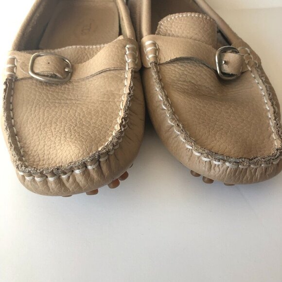 TODS Women's driving shoes pebbled leather, buckle Tan Natural Beige EU 37 US 7 - Picture 4 of 16